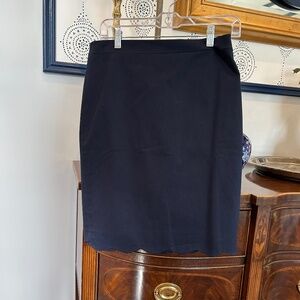 J Crew Navy Scalloped Hem Pencil Skirt Size 4